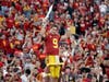 Southern California quarterback Kedon Slovis (9) directs the school's band after a 52-35 win over UCLA in an NCAA college football game, Saturday, Nov. 23, 2019, in Los Angeles.