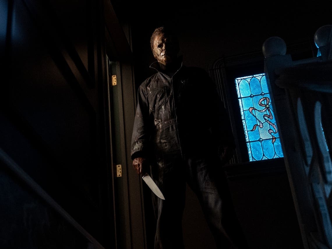 This image released by Universal Pictures shows the character Michael Myers in "Halloween Kills," directed by David Gordon Green. 