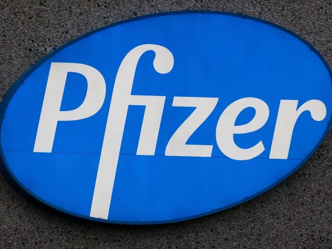 A general view of the signage at the Pfizer Manufacturing plant in Puurs, Belgium, on Friday, Dec. 4, 2020.