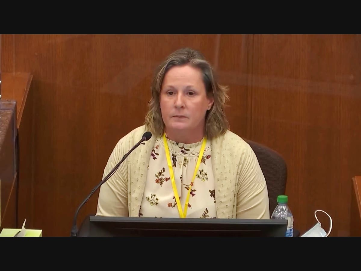 In this screen grab from video, former Brooklyn Center Police Officer Kim Potter testifies in court, Friday, Dec. 17, 2021 at the Hennepin County Courthouse in Minneapolis, Minn.