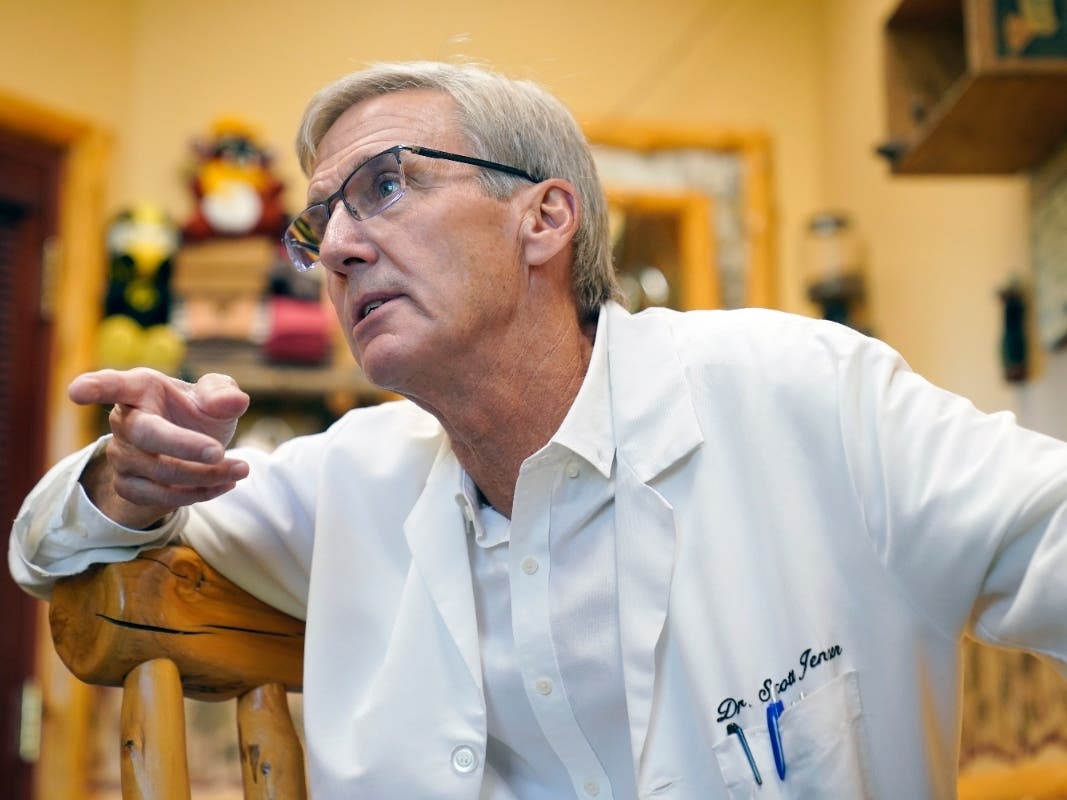 Dr. Scott Jensen, shown at his Watertown, Minn., clinic on Sept. 22, 2021, is a family physician now running for governor.