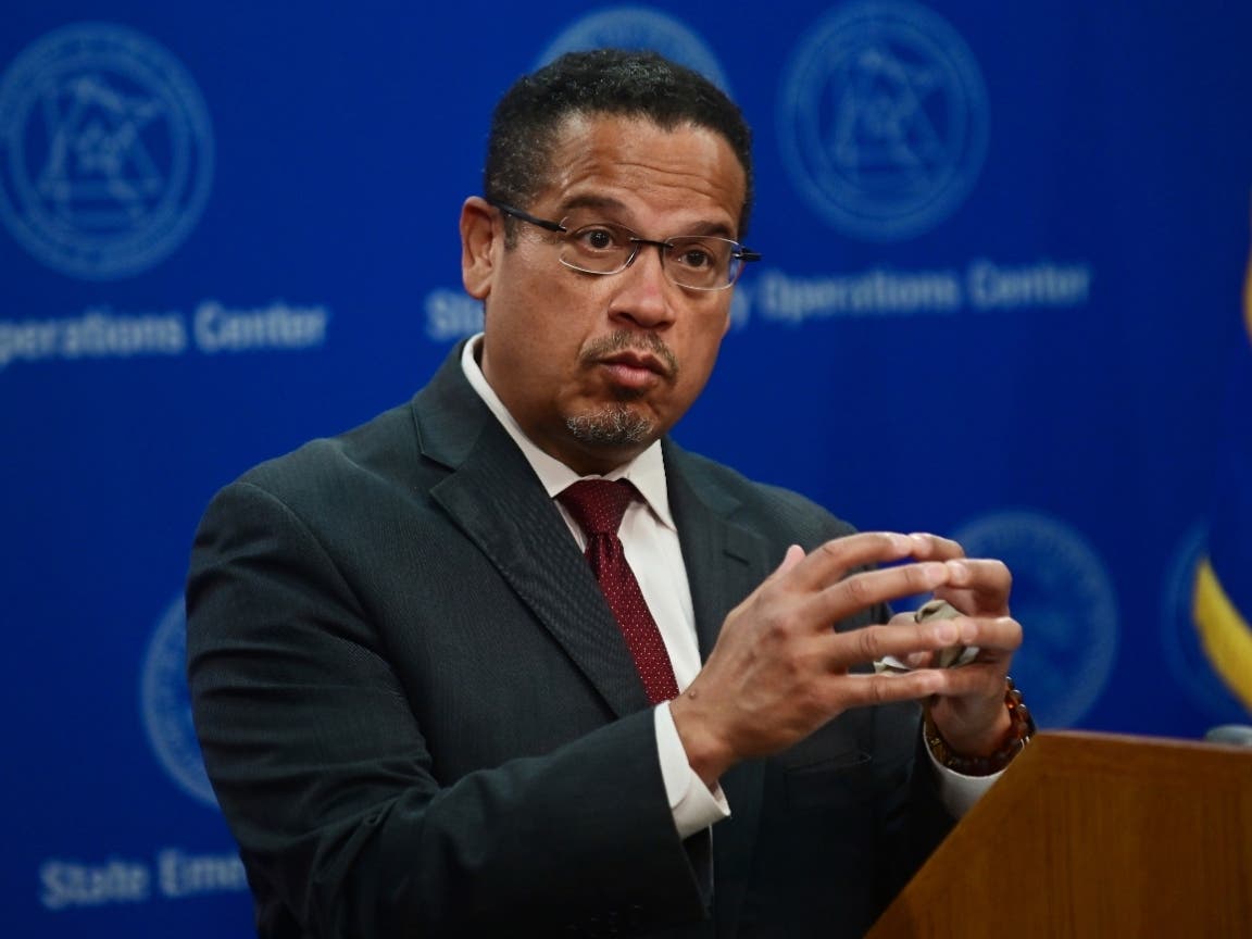 In this May 27, 2020, file photo, Minnesota Attorney General Keith Ellison answers questions during a news conference in St. Paul, Minn.