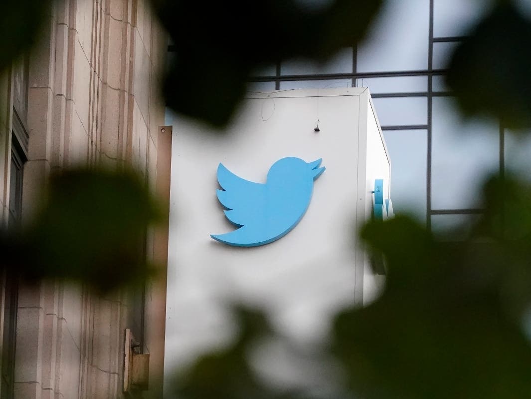 A sign at Twitter headquarters is shown in San Francisco, Thursday, Dec. 8, 2022. Twitter has suspended an account that used publicly available flight data to track Elon Musk's private jet.