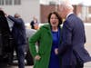 President Joe Biden talks with with Sen. Amy Klobuchar, D-Minn., as he arrives at Minneapolis−Saint Paul International Airport, Monday, April 3, 2023, in Minneapolis.