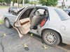 This photo released by the North Dakota Bureau of Criminal Investigation on Wednesday, July 19, 2023, shows the car driven by a man who opened fire on Fargo, N.D., police officers on Friday, July 14.