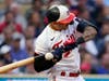 Minnesota Twins' Carlos Correa is hit by a pitch from Toronto Blue Jays pitcher Jordan Romano during the eighth inning of Game 2 of an AL wild-card baseball playoff series Wednesday, Oct. 4, 2023, in Minneapolis.