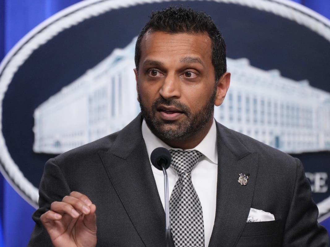 FILE - FBI Director Kash Patel speaks during a news conference at the Justice Department, Tuesday, April 21, 2026, in Washington.