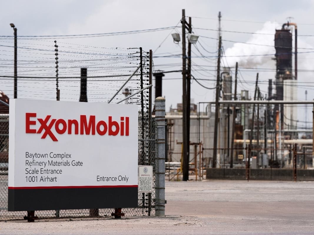 A sign shows an entrance to the ExxonMobil Baytown Complex, Wednesday, April 29, 2026, in Baytown, Texas. 