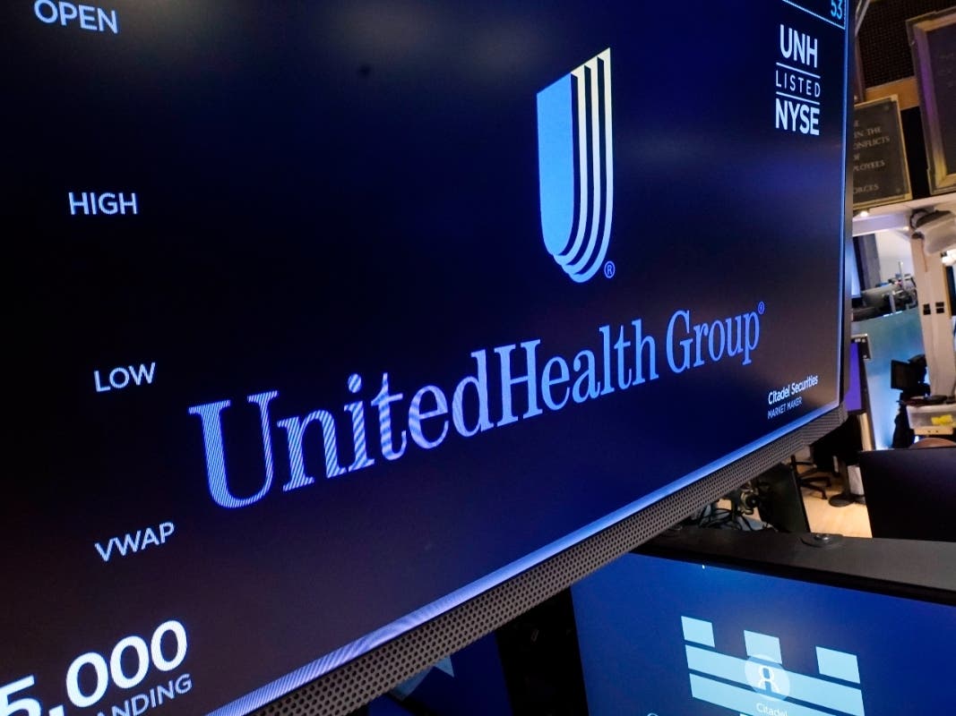 The logo for United Health Group is displayed at a trading post on the floor of the New York Stock Exchange, Wednesday, Aug. 30, 2023. 