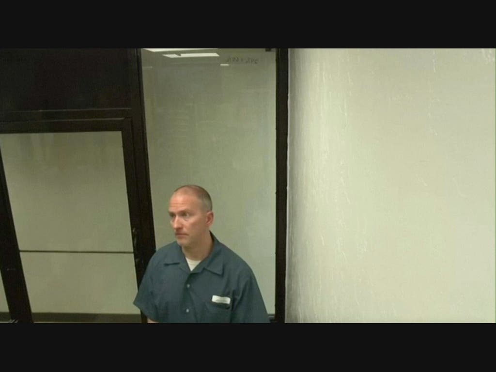 Former Minneapolis police officer Derek Chauvin, serving time for the 2020 murder of George Floyd, appears via Zoom from a federal prison in Tucson, Ariz., on Friday, March 17, 2023.