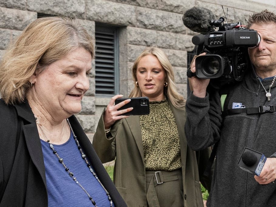 Milwaukee County Circuit Judge Hannah Dugan leaves the federal courthouse after a hearing in Milwaukee on May 15, 2025.