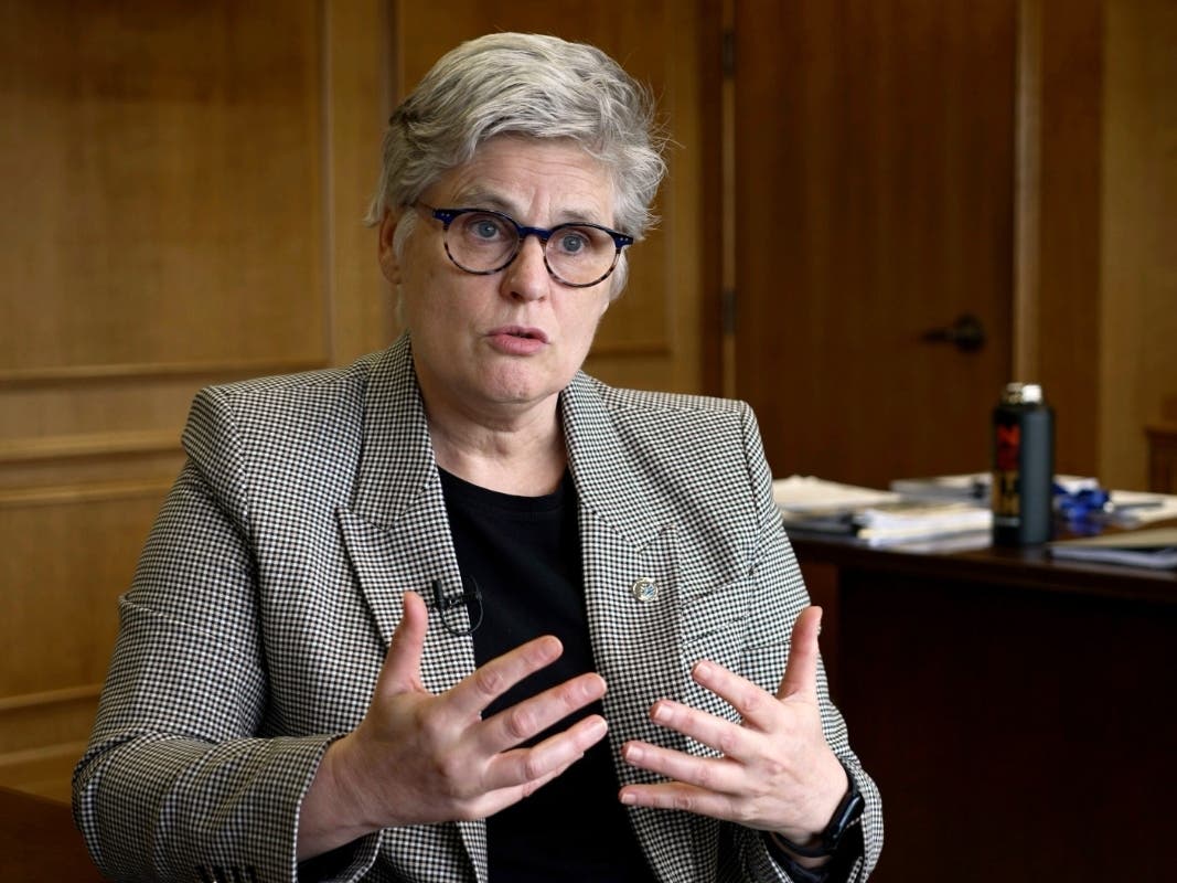 FILE - Hennepin County Attorney Mary Moriarty explains her progressive approach to prosecutions, June 19, 2024, at her office in Minneapolis, Minn.