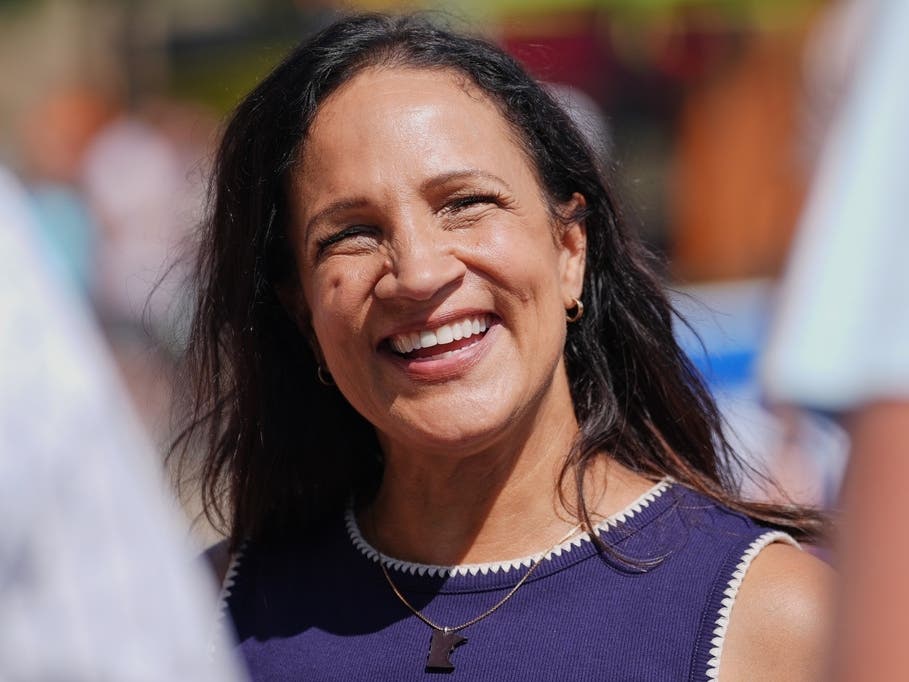 Minnesota House Speaker Lisa Demuth, candidate for Minnesota governor, chats with supporters at the Minnesota State Fair, Monday, Aug. 31, 2026, in Falcon Heights, Minn. 