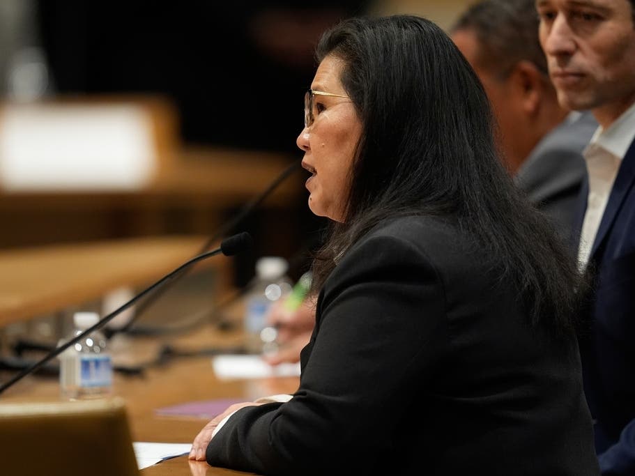 St. Paul Mayor Kaohly Her speaks during a field hearing on immigration Friday, Jan. 16, 2026, in St. Paul, Minn.