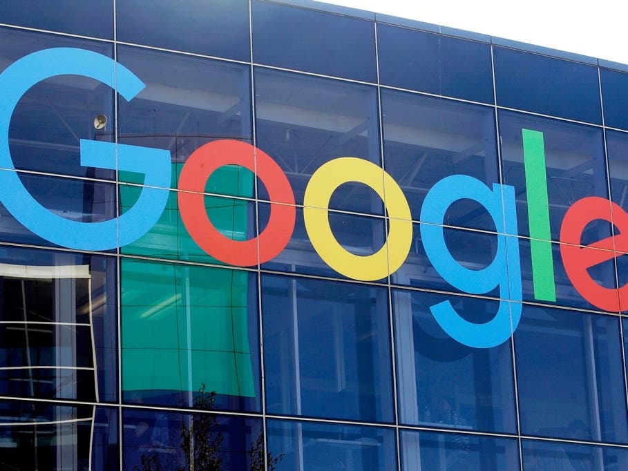 FILE - A sign is displayed on a Google building at their campus in Mountain View, Calif., Sept. 24, 2019.