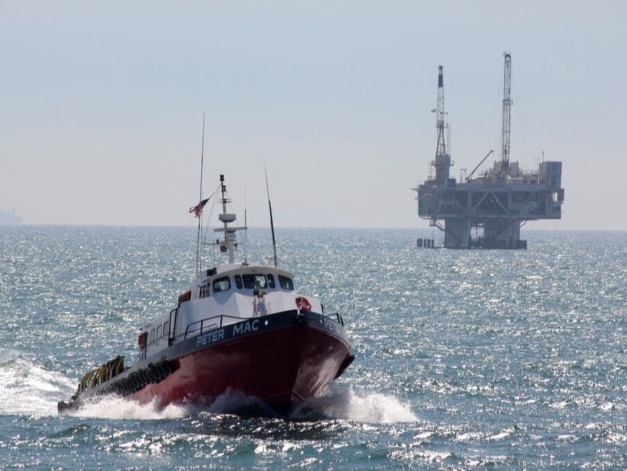 Workers were taken from a platform off Seal Beach. The recent oil spill off Orange County's coastline has renewed calls to end drilling offshore, still not completely banned in federal waters.