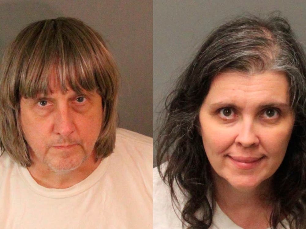 David Allen Turpin, left, and Louise Anna Turpin whose children, authorities say, were confined to the house, chained to furniture, starved and often deprived the use of a toilet. Some children were so detached they didn't recognize police or medicine.