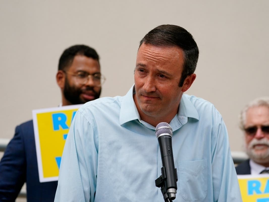 Pennsylvania state Rep. Mike Zabel speaks during a rally to raise the state minimum wage at Sharon Baptist Church, Friday, July 9, 2021, in Philadelphia.