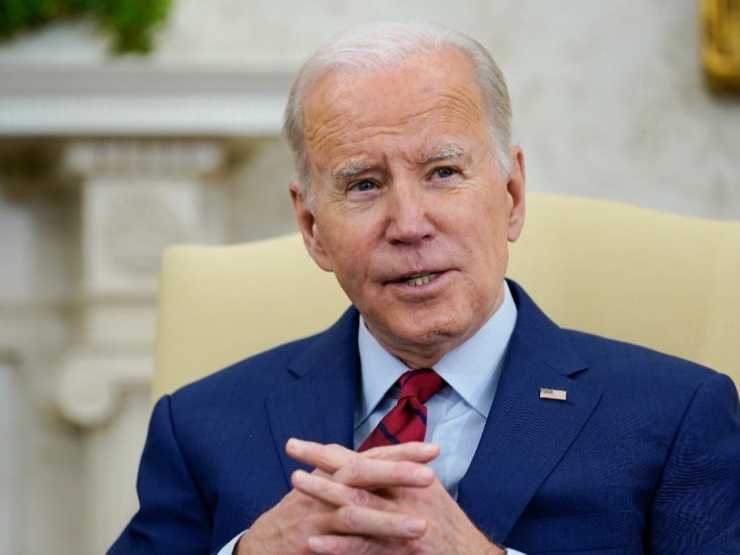  President Joe Biden speaks as he meets with German Chancellor Olaf Scholz in the Oval Office of the White House in Washington, Friday, March 3, 2023.