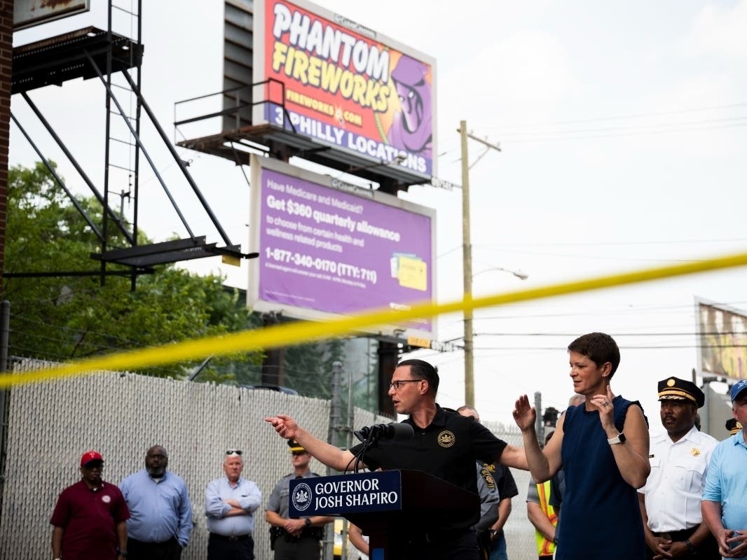 Pennsylvania Gov. Josh Shapiro speaks during a news conference following the collapse of an elevated section of Interstate 95 after a tanker truck caught fire, Sunday, June 11, 2023, in Philadelphia.