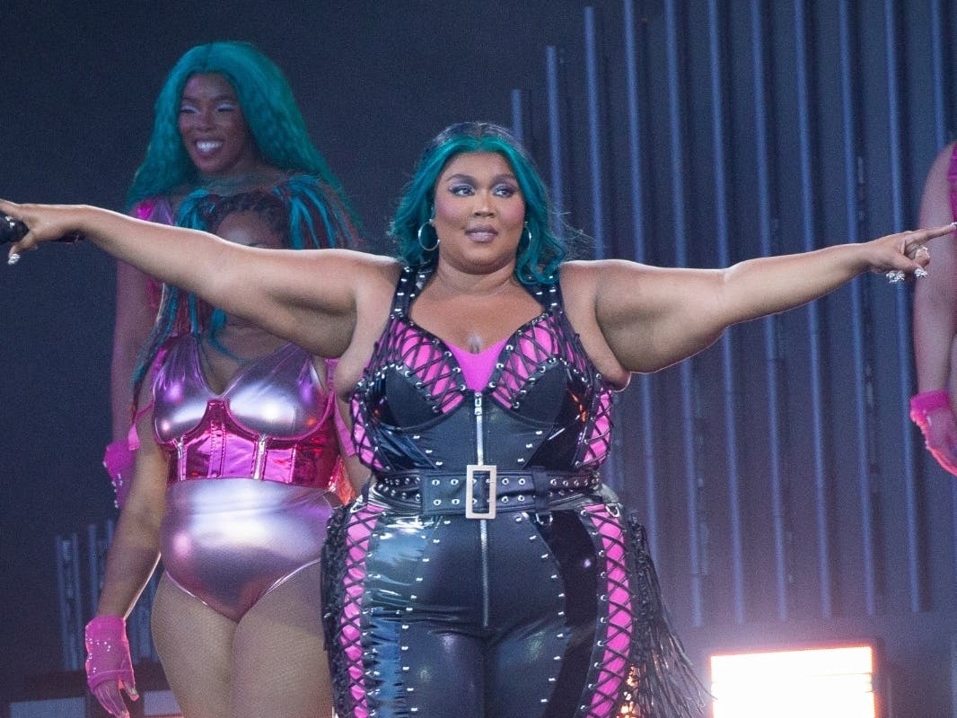Lizzo performs during Glastonbury Festival in Worthy Farm, Somerset, England, Saturday, June 24, 2023.