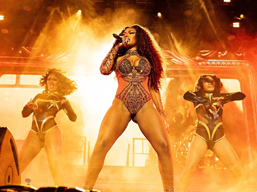 Megan Thee Stallion performs at the Essence Festival on Sunday, July 2, 2023, at the Caesars Superdome in New Orleans.