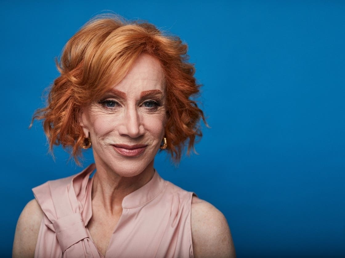 This July 16, 2019 photo shows Kathy Griffin posing for a portrait in New York to promote her film "Kathy Griffin: A Hell of a Story," in select theaters for one day only on July 31.