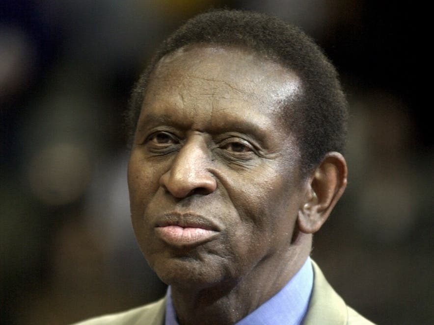Earl Lloyd, an Alexandria resident who became the first African American player to play an NBA game, is seen at a Detroit Pistons-Orlando Magic playoff game in 2003. 