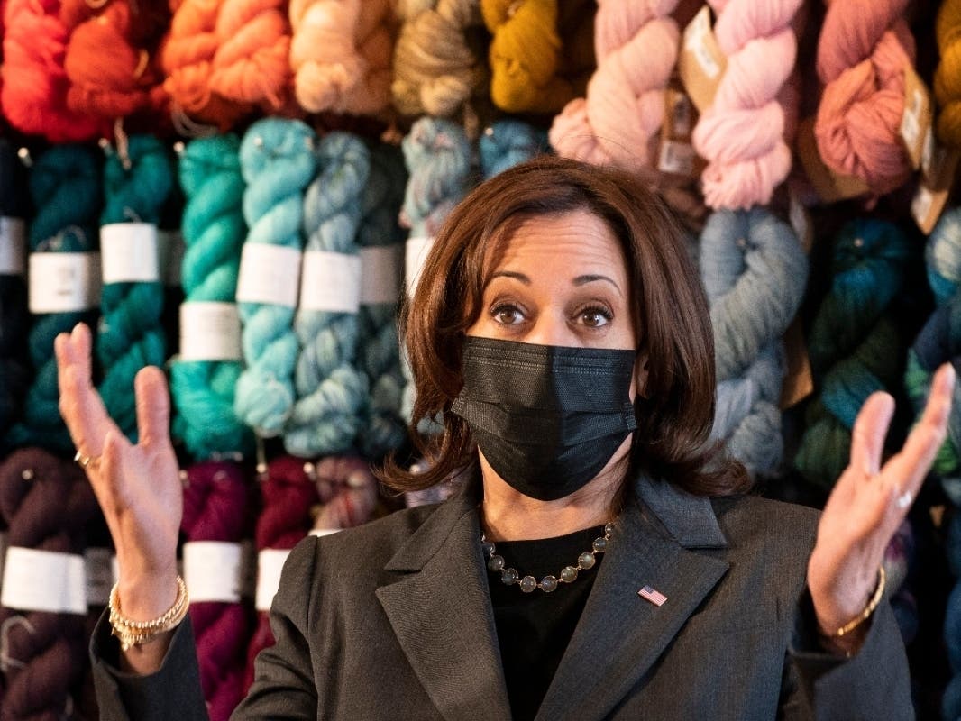 Vice President Kamala Harris visited Fibre Space in Old Town Alexandria on Wednesday, March 3.