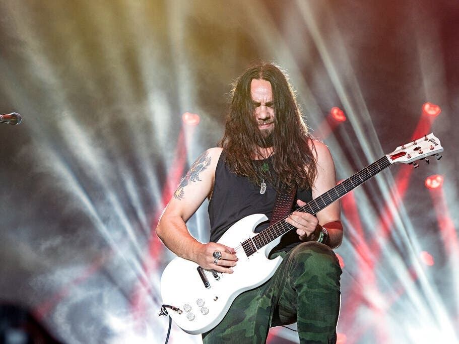 Joe Hottinger of Halestorm performs at the Inkcarceration Music and Tattoo Festival in 2021. Halestorm will headline Ribfest June 18. 