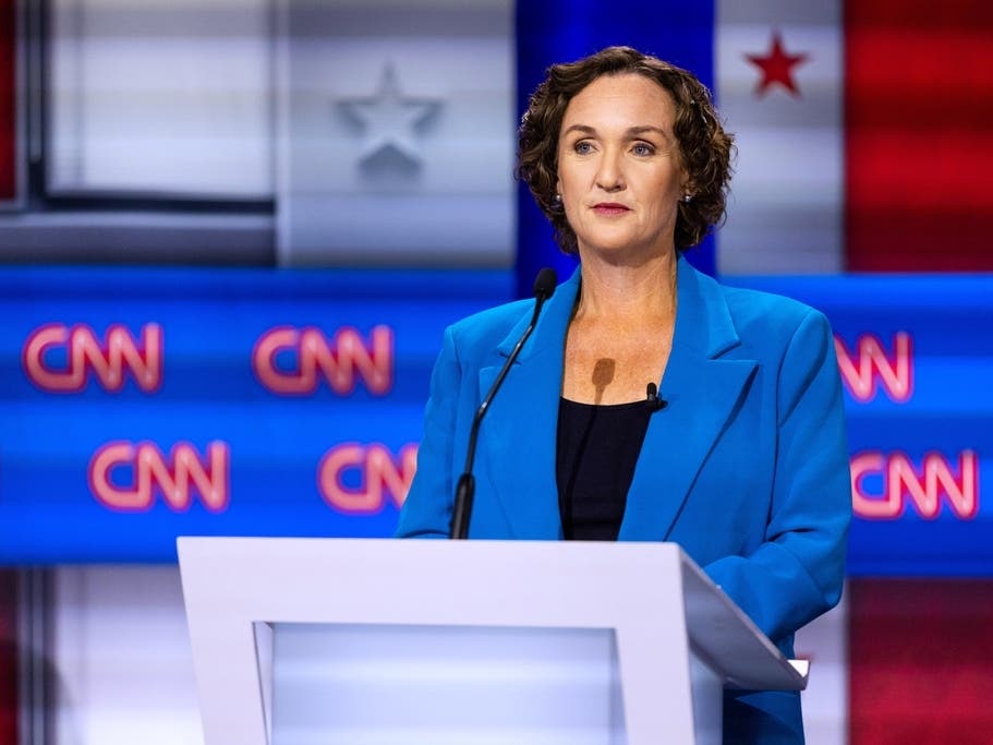 Katie Porter participates in a California gubernatorial debate hosted by CNN at East Los Angeles College in Monterey Park, Calif. Tuesday, May 5, 2026.
