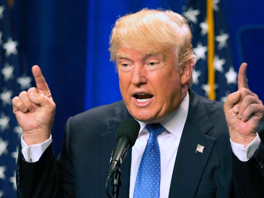 In this Monday, June 13, 2016, file photo, then-Republican presidential candidate Donald Trump speaks at Saint Anselm College in Manchester. 