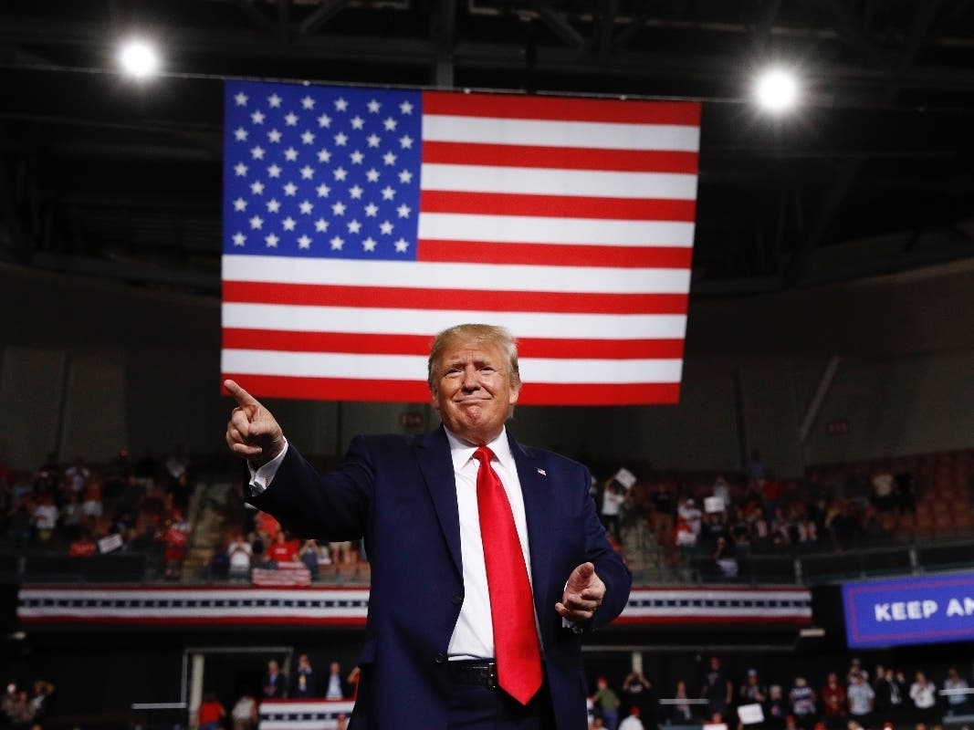 Donald Trump tied the success of the US to his reelection in Manchester, NH.