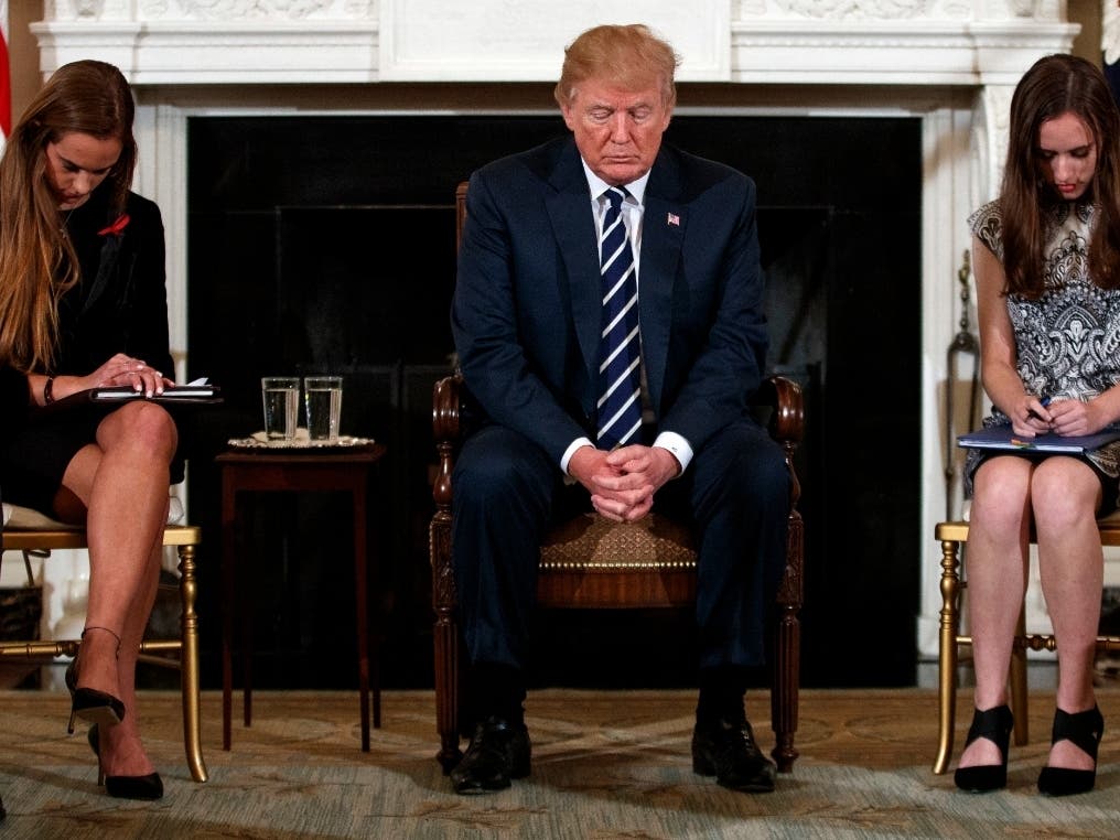 Carson Abt, right, and Julia Cordover, the student body president at Marjory Stoneman Douglas High School in Parkland, Florida met with President Trump after the 2018 school shooting that left 17 people dead.