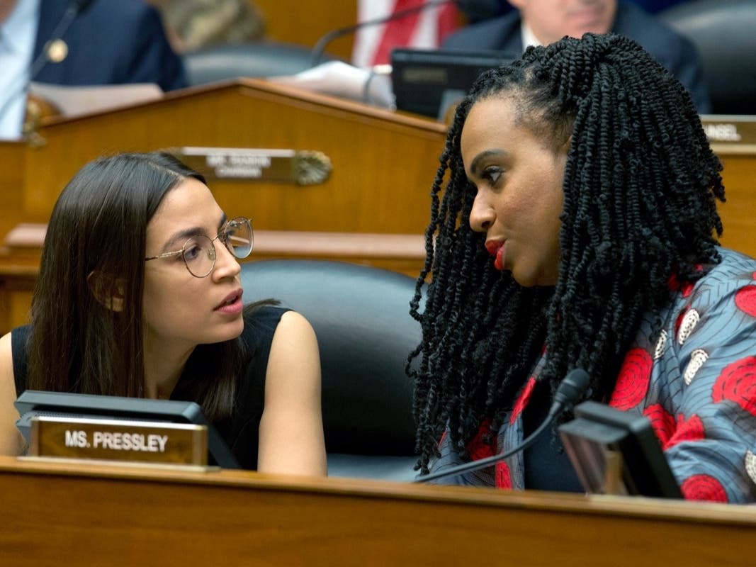 Ayanna Pressley (right) is breaking from Alexandria Ocasio-Cortez and the rest of "The Squad" in her endorsement of Elizabeth Warren.