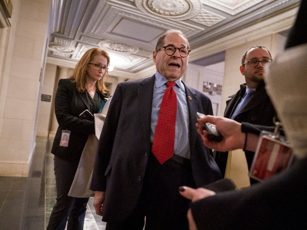 House Judiciary Committee Chairman Jerrold Nadler (D-N.Y.) speaks with reporters Tuesday after a closed-door session with his Democratic members on Capitol Hill in Washington. 