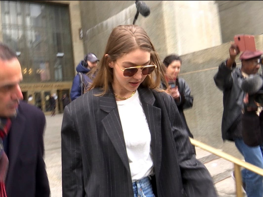 Model Gigi Hadid leaves New York Criminal Court on Monday, January 13, 2020.