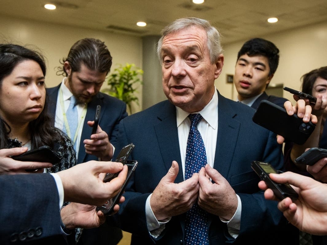 Sen. Dick Durbin, D-Ill., speaks to reporters at the Capitol in Washington, Tuesday, Jan. 28, 2020.