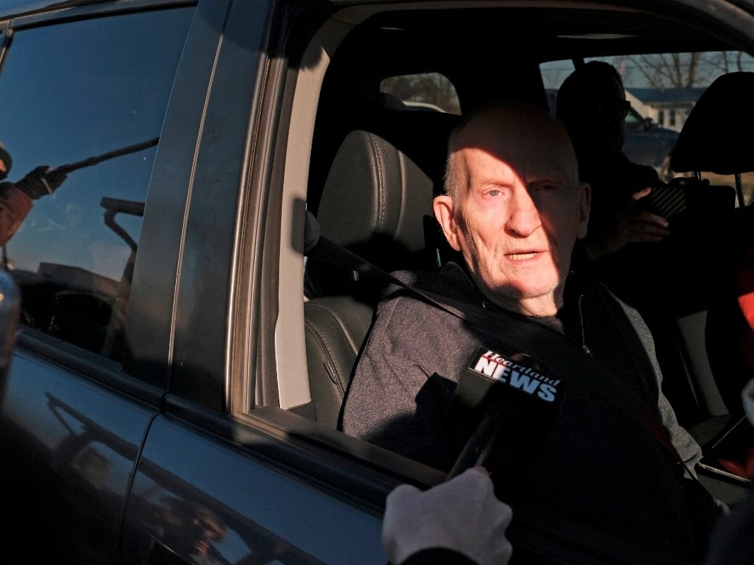 Chester Weger takes questions from the media after being released from the Pinckneyville Correctional Center on Friday. 