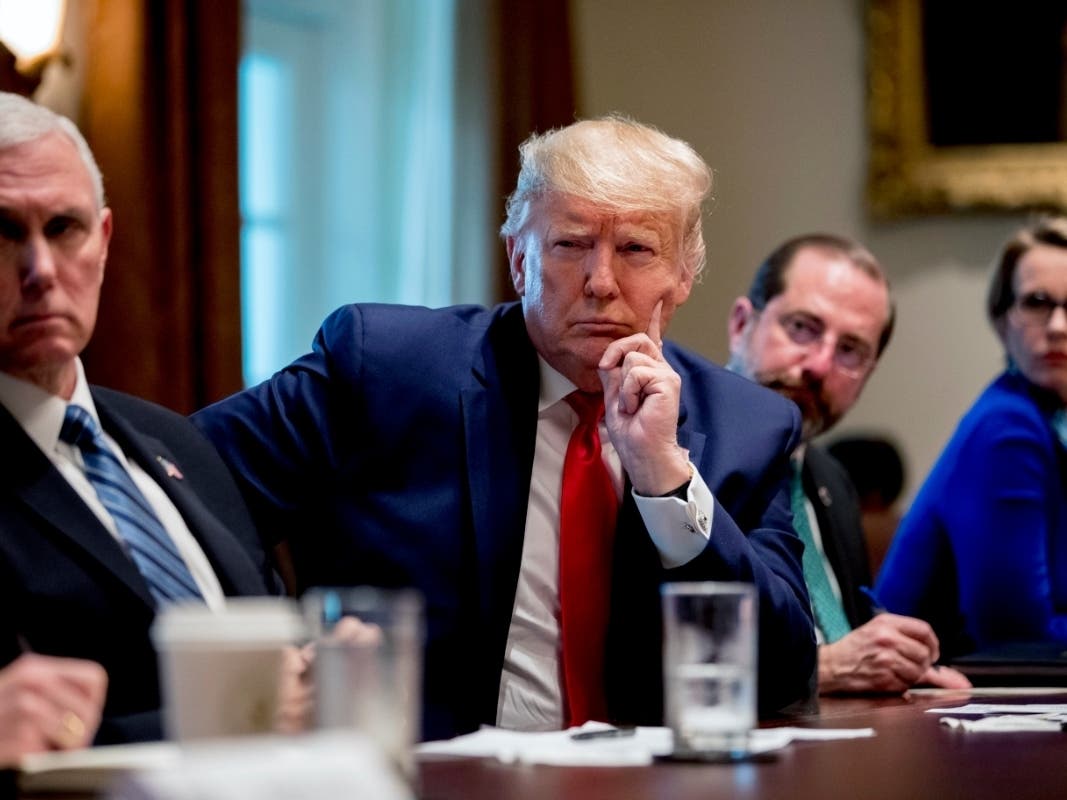 ​From left, Vice President Mike Pence, President Donald Trump, and Health and Human Services Secretary Alex Azar, meet with GlaxoSmithKline CEO Emma Walmsley, right, and other pharmaceutical executives Monday.