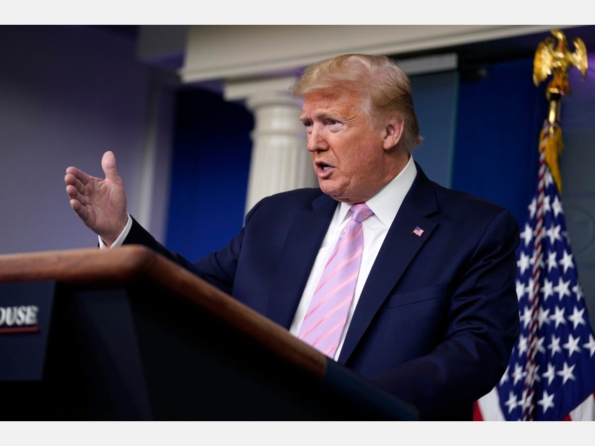 President Donald Trump speaks during a coronavirus task force briefing at the White House.