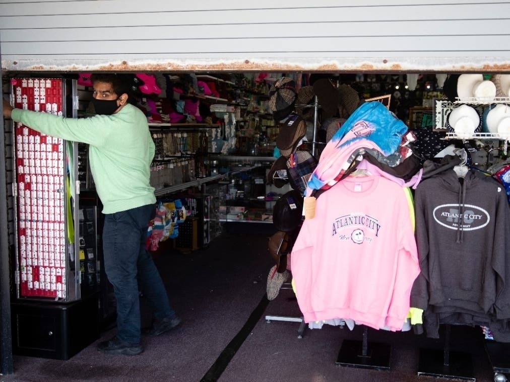 ​Mohammad Ikram's Hot Stop on the boardwalk Atlantic City, New Jersey, is fully stocked, but  closed during the coronavirus pandemic