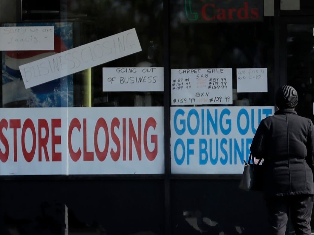 Going-out-of-business signs like this one in Niles, Illinois, are not uncommon in an economy spiraled into a deep depression by the coronavirus.