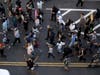 Demonstrators marched outside the BOK Center where President Trump held a campaign rally in Tulsa, Oklahoma, on Saturday.