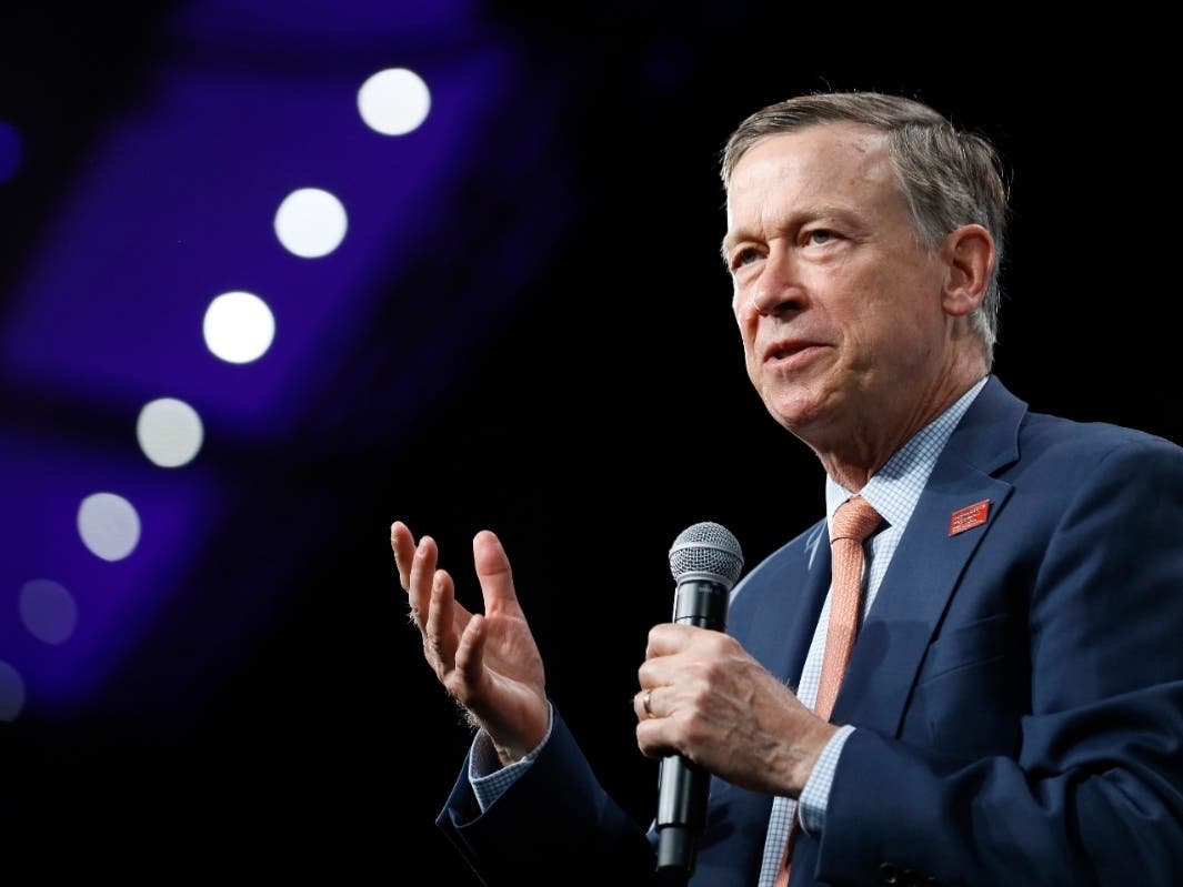 In this 2019 file photo, Democratic presidential candidate and former Colorado Gov. John Hickenlooper speaks in Des Moines, Iowa.