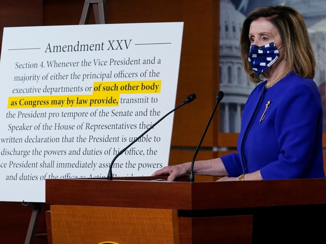 Speaker of the House Nancy Pelosi, D-Calif., speaks during a news conference at the Capitol in Washington.