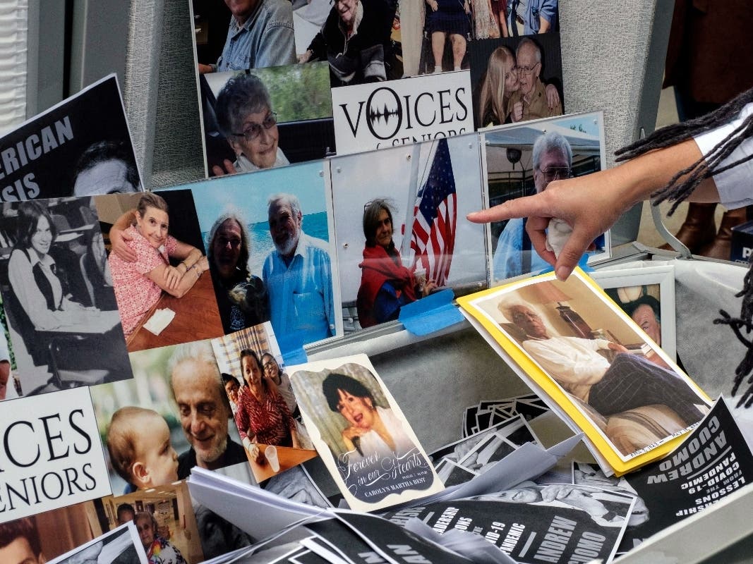 o, families of COVID-19 victims who died in New York nursing homes gather in front of Cobble Hill Heath Center to demand New York Gov. Andrew Cuomo apologize for his response to clusters in nursing homes during the pandemic.