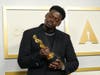 Daniel Kaluuya, winner of the award for best actor in a supporting role for "Judas and the Black Messiah," poses in the press room at the Oscars on Sunday, April 25, 2021, at Union Station in Los Angeles. 
