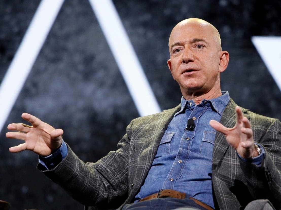 In this June 6, 2019 file photo, Amazon CEO Jeff Bezos speaks at the the Amazon re:MARS convention, in Las Vegas.