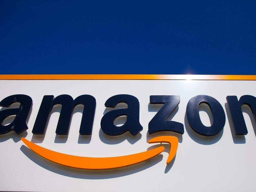 In this April 16, 2020, file photo, the Amazon logo is displayed in Douai, northern France.